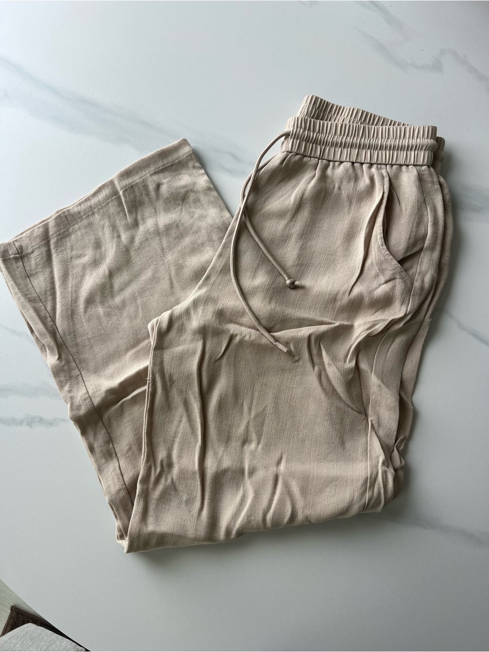 Halara beige linen straight leg pants